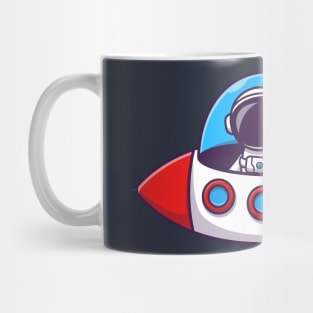 Astronaut Riding Rocket Cartoon Mug